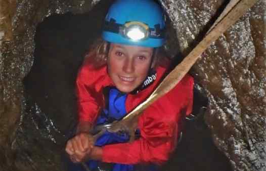 Getting ready to abseil in a Cornish tin mine. Tin mine tours near Newquay.